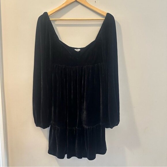 Aura Black Velvet  Regency Gothic Babydoll Mini Dress Size Medium - Picture 4 of 16